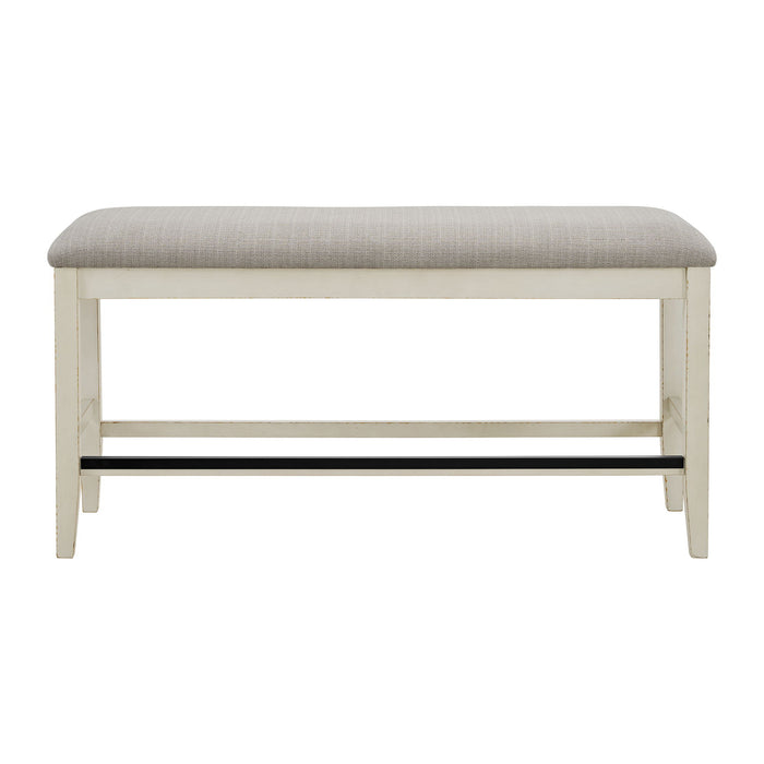 Bellevue - Counter Bench With Beige Fabric - Antique White