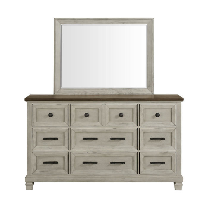Farmington - Dresser And Mirror Set - Medium Brown / Washed Stone