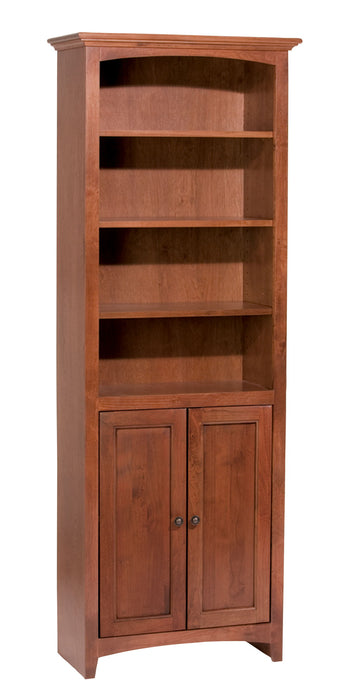 McKenzie - Alder Bookcase With Doors - Glazed Antique Cherry - 26.5"W - 72"H