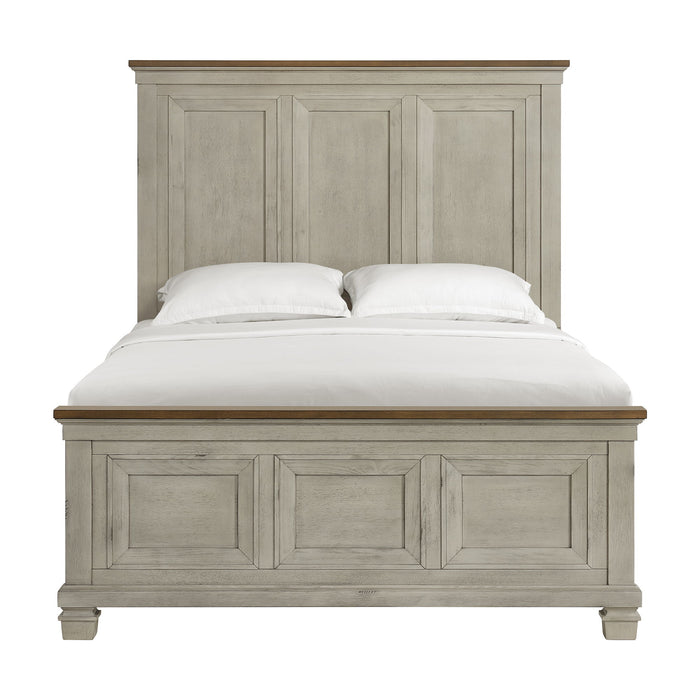 Farmington - Queen Panel Bed - Medium Brown / Washed Stone