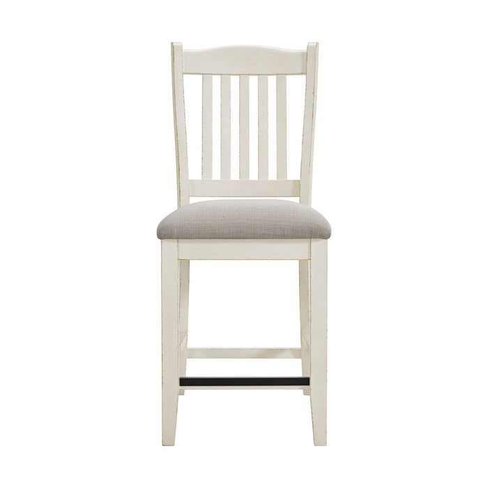 Bellevue - Slat Back Counter Side Chair Fabric (Set of 2) - Antique White / Beige