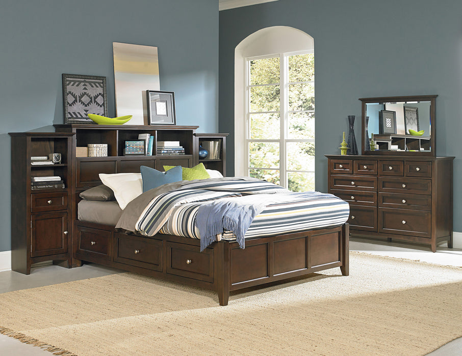 McKenzie - Bookcase Storage Bed - Caffè - Queen