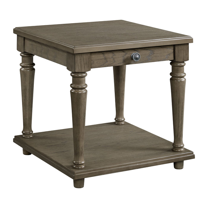 Kings Court - End Table With USB - Gray