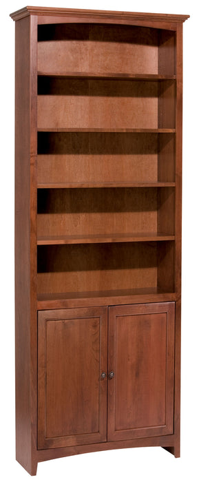 McKenzie - Alder Bookcase With Doors - Glazed Antique Cherry - 32.5"W