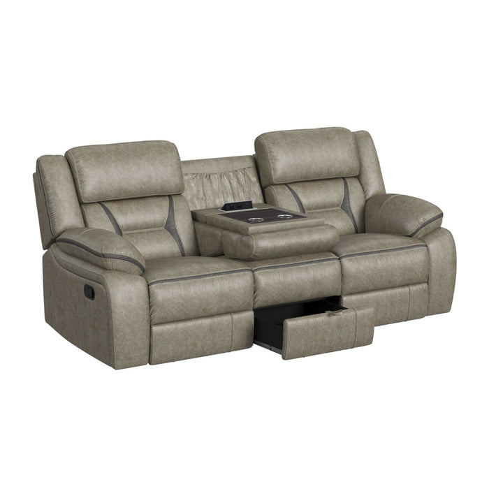 Engage - Motion Sofa With DDT, Drawer And PWS - Corral Gray