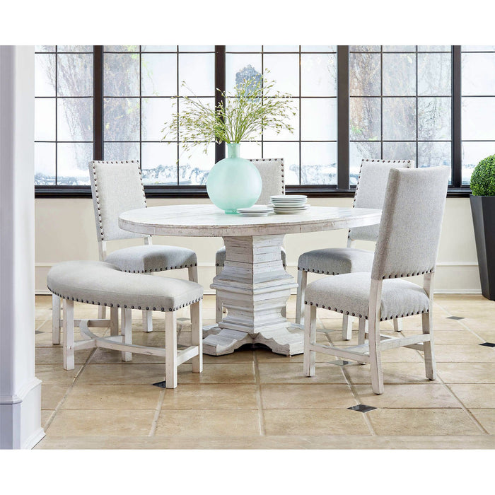 Condesa - 5 Piece Round Dining Set - Table & Four Fabric Back Chairs - White