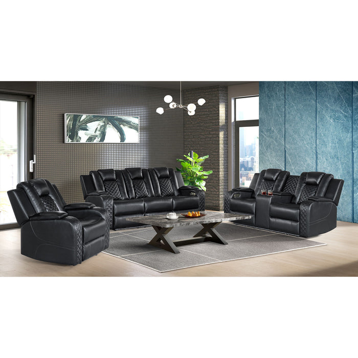 Carlo - Power Motion Sofa With Power Headrest, Dropdown Table, Power Strip, LED And Reading Light - Pebble Black