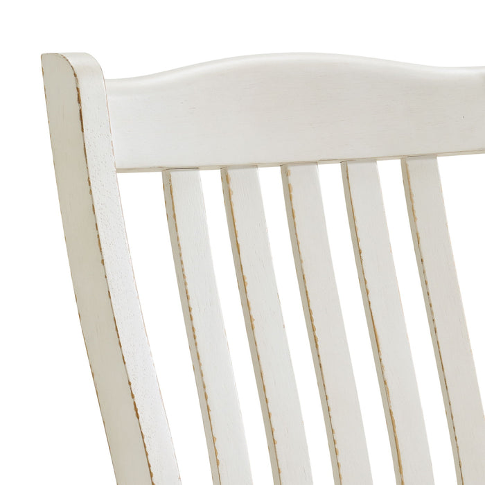 Bellevue - Slat Back Counter Side Chair Fabric (Set of 2) - Antique White / Beige