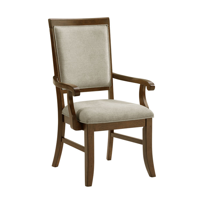 Phillipe - Dining Arm Chair With Fabric (Set of 2) - Cherry And Gray