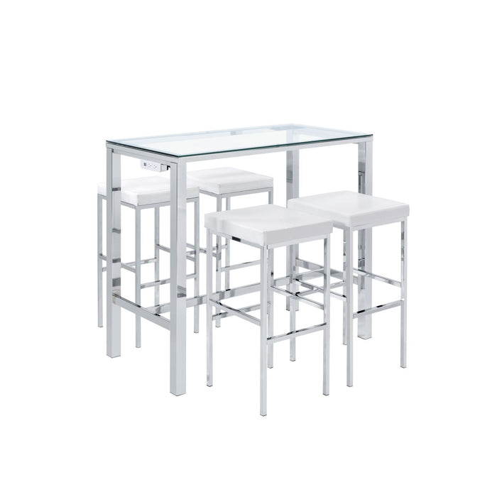 Lancy - Bar Table Single Pack (Table + Four Stools) - White