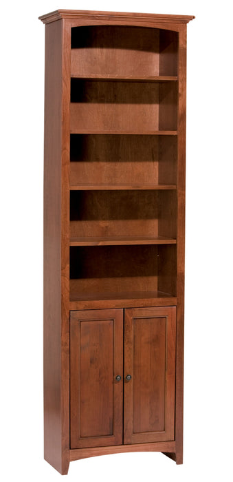McKenzie - Alder Bookcase With Doors - Glazed Antique Cherry - 26.5"W