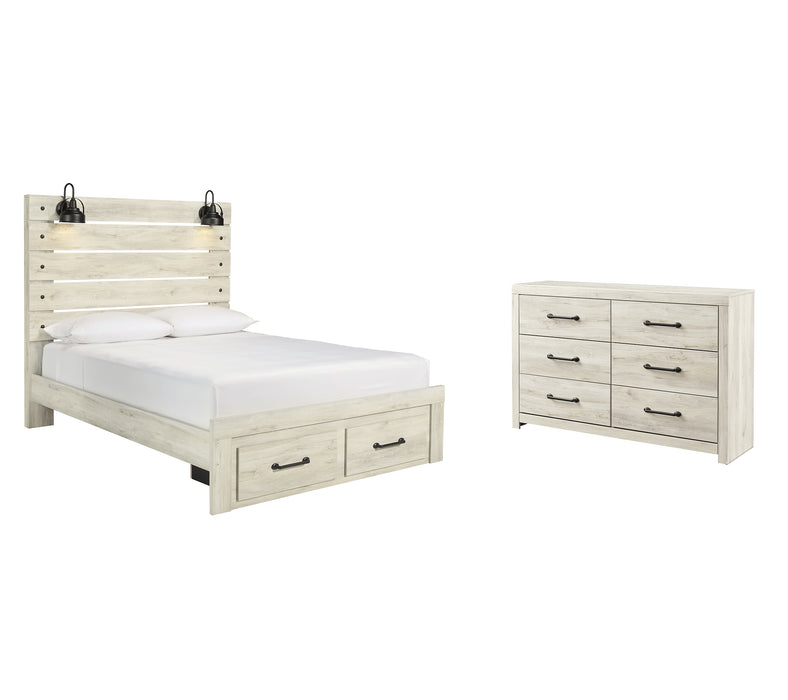 Cambeck Queen Panel Bed with 2 Storage Drawers with Dresser