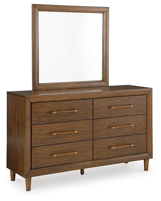 Lyncott King Upholstered Bed with Mirrored Dresser and Nightstand