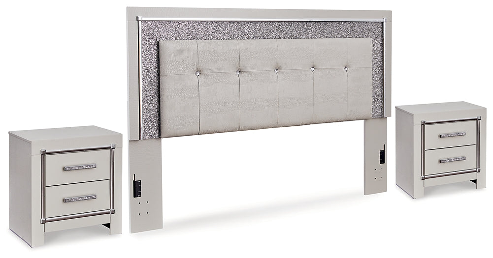 Ashley Express - Zyniden Queen Upholstered Panel Headboard with 2 Nightstands