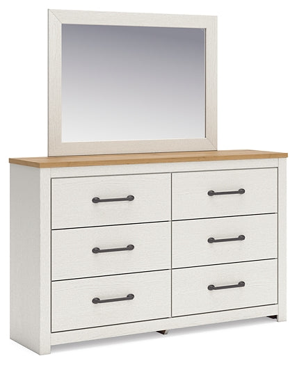 Linnocreek Full Panel Headboard with Mirrored Dresser and 2 Nightstands