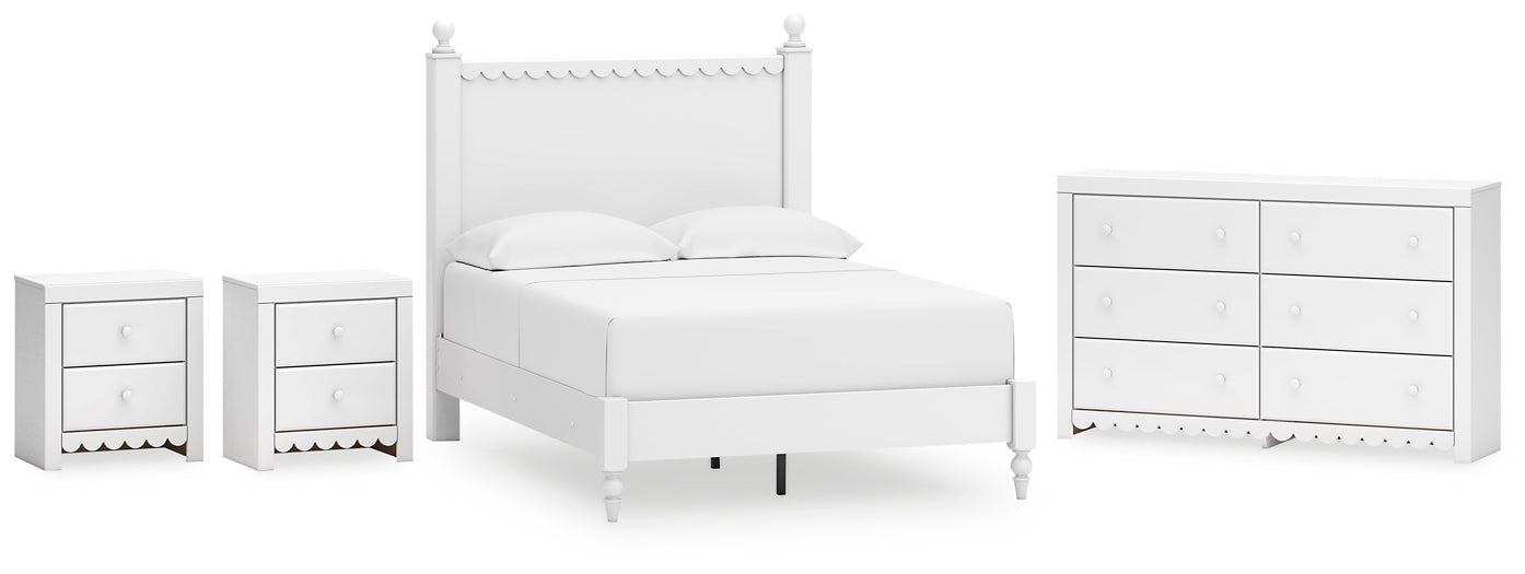 Mollviney Full Panel Bed with Dresser and 2 Nightstands