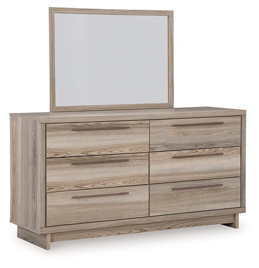 Hasbrick Queen Panel Headboard with Mirrored Dresser, Chest and 2 Nightstands