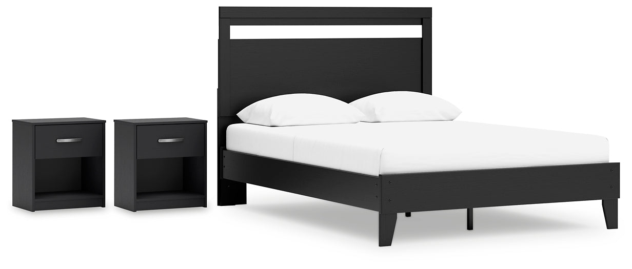 Ashley Express - Finch Queen Panel Platform Bed with 2 Nightstands