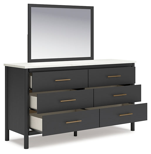 Cadmori Full Upholstered Bed with Mirrored Dresser, Chest and 2 Nightstands