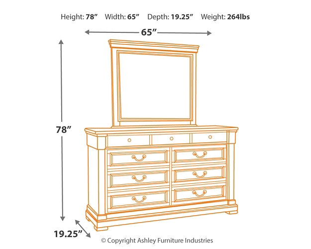 Bolanburg Queen Panel Bed with Mirrored Dresser, Chest and 2 Nightstands