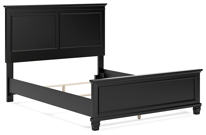 Lanolee Queen Panel Bed with Mirrored Dresser and 2 Nightstands